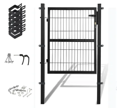 Produktbild von EINFEBEN Gartentor Gartentür 120 x 100 cm Zauntor Hoftor  robust und langlebig  mit Qualitätsschloss Türklinke und Schlüssel grau