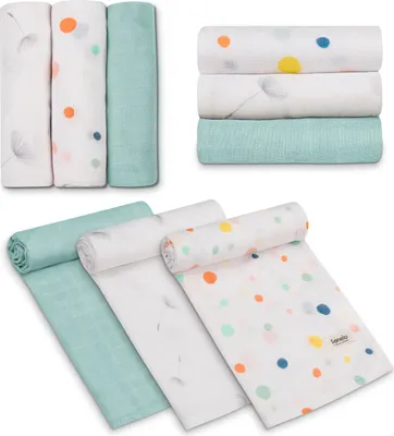 Obrázok produktu pre Lionelo plienky Bamboo Set 3 ks prírodné gázové plienky bambusové 70x70, od 1. dňa života, antibakteriálne, antimykotické, hypoalergénne, mäkké - Dot