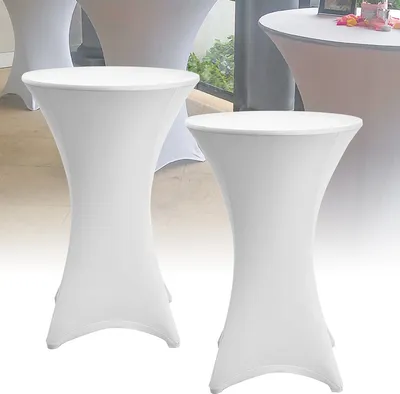 Immagine prodotto di Yakimz 2pcs copritavolo da bar Stretch Elastique Bianco Copertura elastica premium per tavoli da bistrot standard/tavoli da bar copritavolo estensibile Ø 70-75 cm