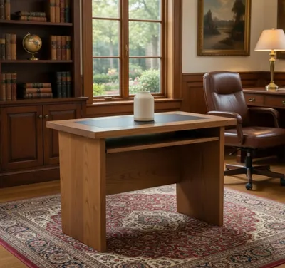 Immagine prodotto di Scrivania da computer di design in legno con piano nero