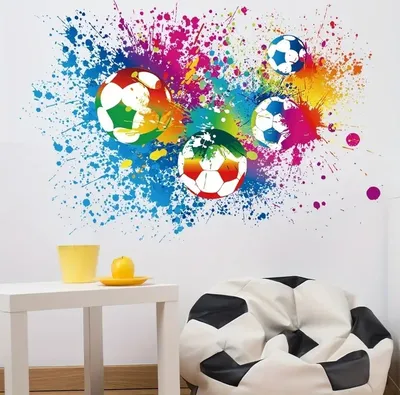Produktbild von GKA XL Fußball mit Feuerwerk GK68 Wandtattoo für Fußballfans Jungen Kinder Wandaufkleber Wandsticker Feuer