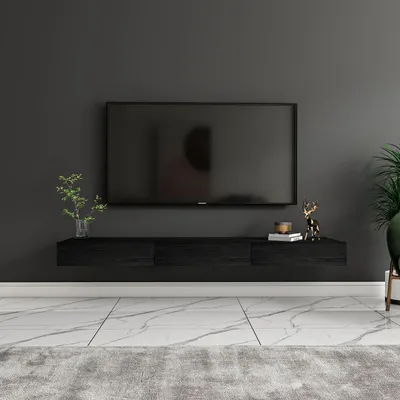 Obrázok produktu pre Skye Decor, kvalitný televízny stojan (3 kusy), čierna farba, 140 cm | 100% melamín