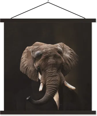 Produktbild von MuchoWow® Textilposter Porträt - Elefant - Kunst 40x40 cm mit schwarzem Rahmen - Fotos