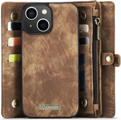 Produktbild von iPhone 14 Hülle - CaseMe 008 2-in-1 Klapphülle & Back Cover mit Brieftasche - Braun