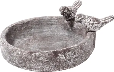 Imagen del producto de Bañera para pájaros de cemento, diámetro de 18 cm, color gris, para jardín