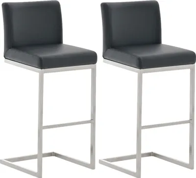 Produktbild von 2er Set Barhocker COBAS - Kunstleder Schwarz 42x48x104 cm | Barstuhl Mit Lehne Tresenhocker Tresenstuhl Kneipenhocker Kneipenstuhl
