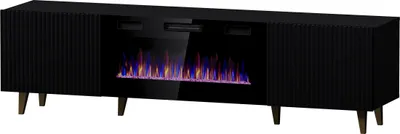 Produktbild von Furniture24 Fernsehschrank Pafos mit Kamin Unterschrank Lowboard 2 türiger Schwarz, 180x49x42
