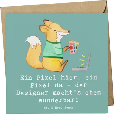 Produktbild von Mr. & Mrs. Panda Glückwunschkarte Designer Pixel Kunst - Meeresbrise - Geschenk, doppelkarte, Klappkarte, Grußkarte, Ein hier, Spruch, Berufe, kreative Präzision, da