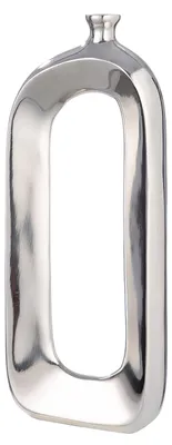 Productafbeelding van GILDE Vase, oval, "Open", Aluminium, silberfarben, , L. 4 cm, B. 16 cm, H. 38 cm 69192/Abverkauf nur solange Vorrat reicht