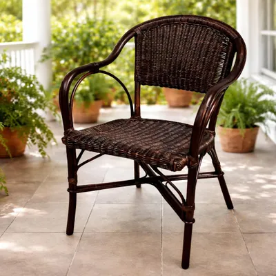Produktbild von Rattan Sessel Rattanstuhl dunkelbraun Stuhl aus Gepflecht #3572