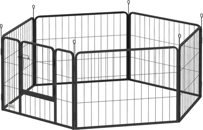 Obrázek produktu pro Ohradník pro psa, výběh, 6 panelů, ocelový, skládací, šedý