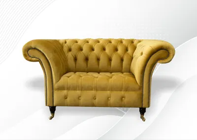 Produktbild von Gelber Sessel Lounge Club Möbel Textil Chesterfield Polster 1,50 Sitze xxl big