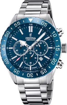 A close-up studio shot of a Festina men's watch.