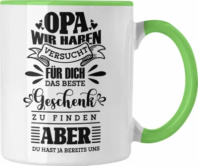 Produktbild von Trendation - Tasse Geschenk Opa Spruch Geschenkidee von Enkelkinder Wir Haben Versucht (Grün)