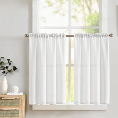 Produktbild von Famanu Vitrage Gardinen Halbtransparent - 90 x 90 cm