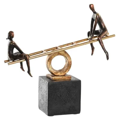 Dekofigur aus Metall und Harz, schwarz-gold, 27 x 9 x 27,5 cm