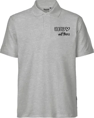 Produktbild von Huuraa Herren Polo Shirt Richter mit Herz S Sport Grey Bio Baumwolle Fairtrade Poloshirt Geschenkidee