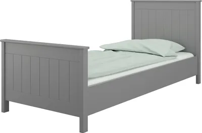 Produktbild von Landhaus Einzelbett 90x200 Bett grau Kinder Jugendbett Gästebett Bettgestell
