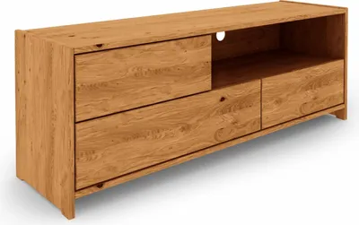 Produktbild von TV-Board Zigo aus Wildeiche massiv 148x41x54 mit 3 Schubladen und 1 Fach