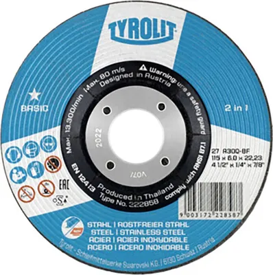 Produktbild von Tyrolit Schleifscheibe A30 115x6x22.23 Mm Silber Silber One Size