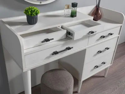 Image de Coiffeuse moderne en bois Chambre à coucher Table de maquillage avec miroir