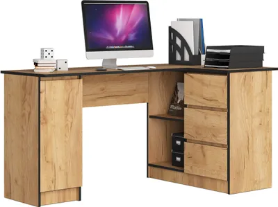 Image de Bureau, grand bureau d'angle B20, en chêne