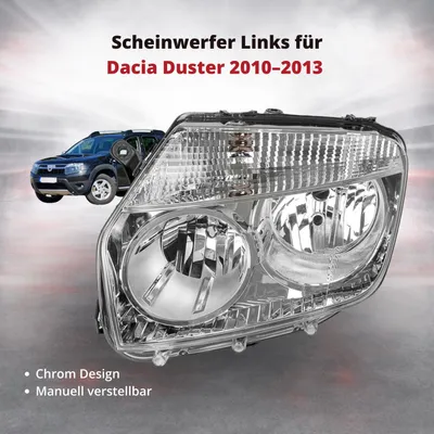 Obrázok produktu pre Predný svetlomet vľavo pre Dacia Duster 2010–2013 | chróm | manuálne nastaviteľný | OEM 260600069R