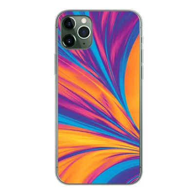 Produktbild von MuchoWow® Handyhülle Schutzhülle Hülle für iPhone 11 Pro Max Federn - Regenbogen - Neon - Abstrakt Silikon Softcase Handy Hülle - Schutz