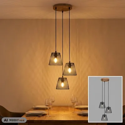Produktbild von 3-flammige Pendelleuchte Taunus, Schwarz / Braun, 3 x E14 max. 40W, Ø 21 cm – Briloner