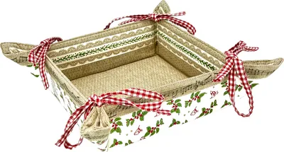 Obrázok produktu pre Vianočný košík na chlieb - 2 strany - 100 % bavlna - 35 x 35 x 7 cm