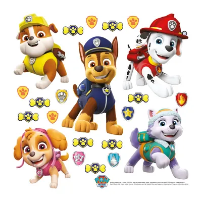 Obrázok produktu pre Nálepka na stenu Sanders & Sanders PAW Patrol žltá, modrá a červená – 600240 – 30 x 30 cm