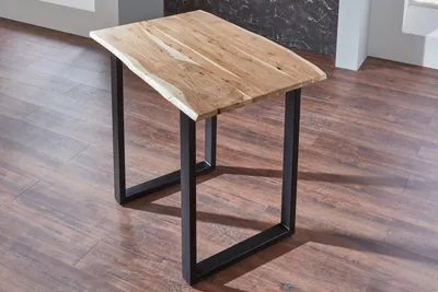 Produktbild von Bartisch Baumkante massiv Akazie natur 160 x 85 schwarz