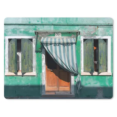 Produktbild von MuchoWow® Mauspad Mousepad Architektur - Grün - Tür - Haus - Fensterläden 23x19 cm - Mousepads - Maus Mat - Pad - Mausunterlage - Schreibtischunterlage - Mauspad