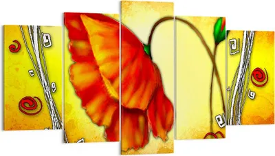 Produktbild von Bild auf Leinwand - Leinwandbild - Blume linien markierungen - 160x85cm - Wand Bild - Wanddeko - Leinwanddruck - Bilder - Kunstdruck - Wanddekoration - Leinwand bilder - Wandkunst - EA160x85-0815