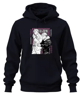 Productafbeelding van Jujutsu Kaisen, Nanami Itadori, Anime, Esthetiek, Cadeau, Manga, Retro, Uni, Hoodie, Trui met capuchon, Marineblauw, Maat L