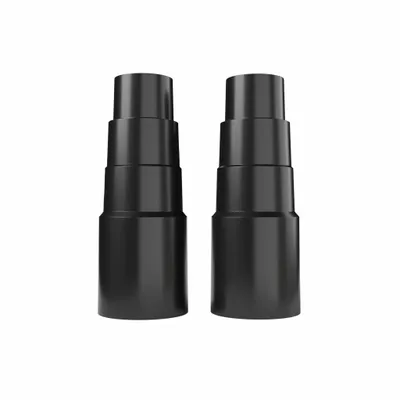 Two black vacuum cleaner hose adapters are shown side-by-side on a white background.