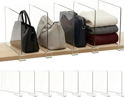 Productafbeelding van Plankverdelers 30 x 20 cm, 8 stuks, transparant acryl, voor kledingkast