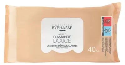 Image de Byphasse, Byphasse, lingettes nettoyantes, pour le visage, 40 pièces