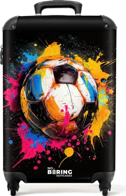 Produktbild von NoBoringSuitcases.com Hartschalen Handgepäck Koffer 55x35x20 cm, 36L, Graffiti Sport: Fußball, Reisekoffer mit 4 Rollen