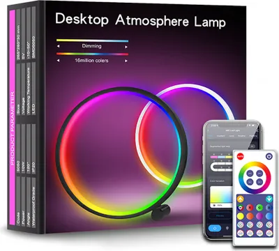 Produktbild von Smarte RGB Tischlampe LED Tischleuchte, Sprachsteuerung, dimmbar, USB, modernes Design - Schwarz
