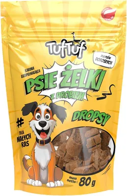 Obrázek produktu pro Tuftuf | Želé bonbóny pro psy – drůbež – 80 g – měkké pamlsky pro psy – doplňkové krmivo