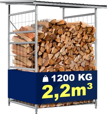 Produktbild von CLP Brennholzregal Macon mit Dach wetterfest Metall verzinkt,metall Brennholzregal