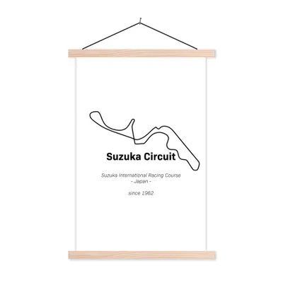 Produktbild von MuchoWow® Textilposter Suzuka - F1 - Rennstrecke 120x180 cm mit holzfarbenen Rahmen - Textil-Plakat