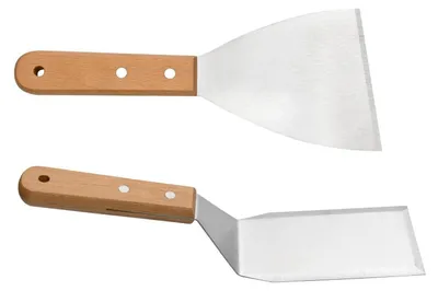Obrázok produktu pre Sada dvoch špachtlí na pizzu, vyrobených z nehrdzavejúcej ocele s drevenou rukoväťou, odolných voči teplu a korózii, vhodné na grilovanie a pečenie