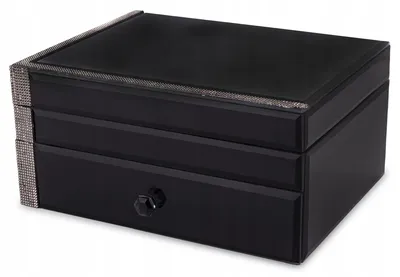 Produktbild von Elegantes Glas Schmuckkästchen Schwarz mit Kristallen