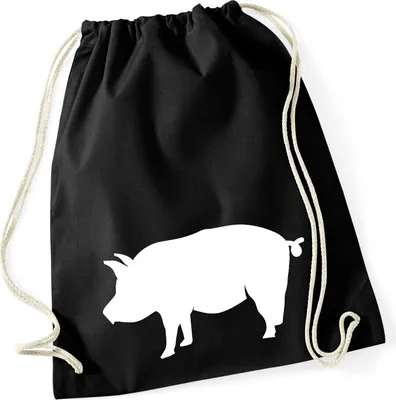 Produktbild von Huuraa Turnbeutel Schwein Silhouette 12 Liter Black Baumwolle Rucksack Geschenkidee