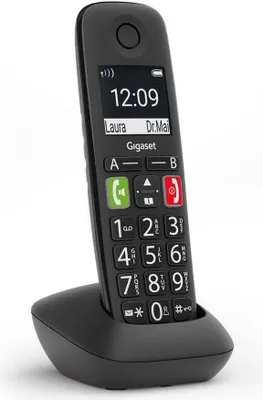 Zdjęcie produktu dla Gigaset E290HX, Telefon analogowy/DECT, Zestaw słuchawkowy bezprzewodowy, 150 wejścia, Nazwa i identyfikacja dzwoniącego, Czarny