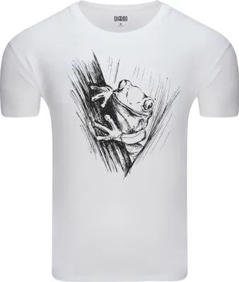 Produktbild von Diarbo Herren T-Shirt mit Tierliebhaber Druck Skizze des Frosches Weiß Gr.XL