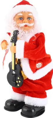 Image de Figurine électrique de Père Noël chantant et dansant, fonctionnant sur piles, jouet de Noël pour la maison et le commerce, guitariste