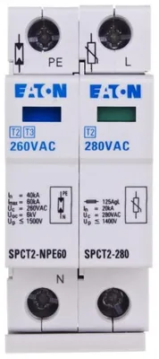 Obrázok produktu pre Eaton 167619 SPCT2-280-1+NPE Zvodič prepätia Prepäťová ochrana pre: Rozvádzač 20 kA 1 ks